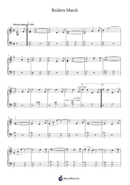 Raiders March Sheet Music by John Williams-Arr.Odewyatt