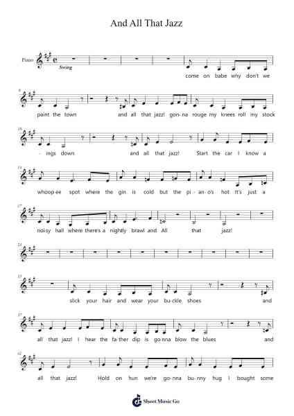 And All That Jazz Sheet Music by John Kander/Fred Ebb-Arr.Poekirk