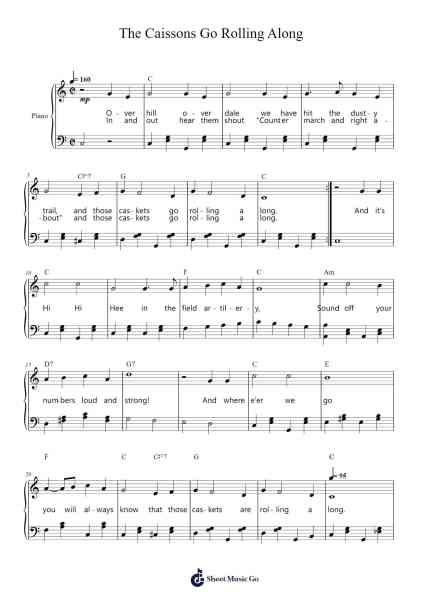 The Caissons Go Rolling Along Sheet Music by Edmund L. Gruber-Arr.Fredbey Beerwar
