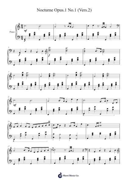 Nocturne Opus.1 No.1 (Vers.2) 樂譜由 Wilde Hilde - 編曲 Aumeo Glennrine