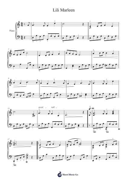 Lili Marleen Sheet Music by Marlene Dietrich-Arr.Boothmore Petwald