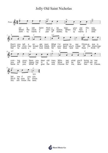 Jolly Old Saint Nicholas Sheet Music by James R. Murray-Arr.Woolfleen Juskirk