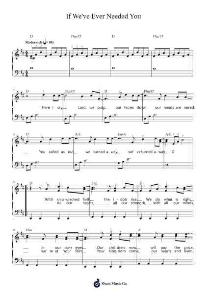 If We've Ever Needed You Sheet Music by Casting Crowns-Arr.Vanckey Housetia