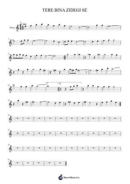 TERE BINA ZIDEGI SE Sheet Music by Rahul Dev Burman-Arr.Bonrian Vanqe