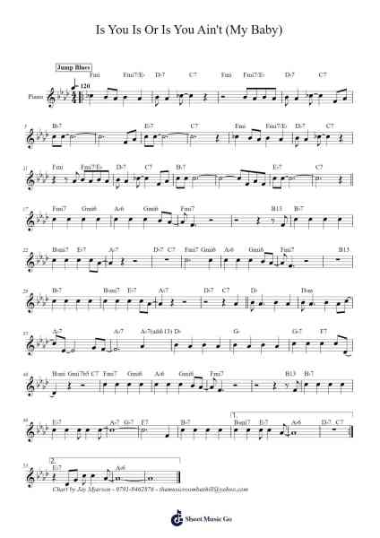 Is You Is Or Is You Ain't (My Baby) Sheet Music by Louis Jordan-Arr.Wildbias