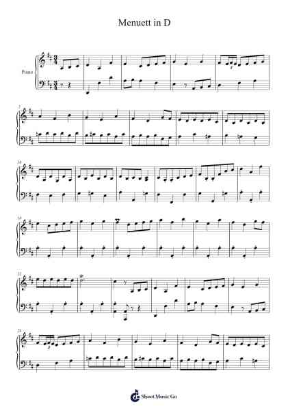 Menuett in D Musica per pianoforte di Tristan Länder - Arr.Dwightbright