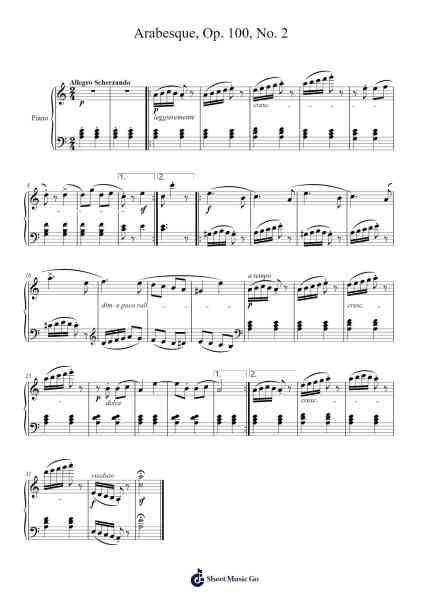 Arabesque, Op. 100, No. 2 Sheet Music by Friedrich Burgmüller-Arr.Tenings