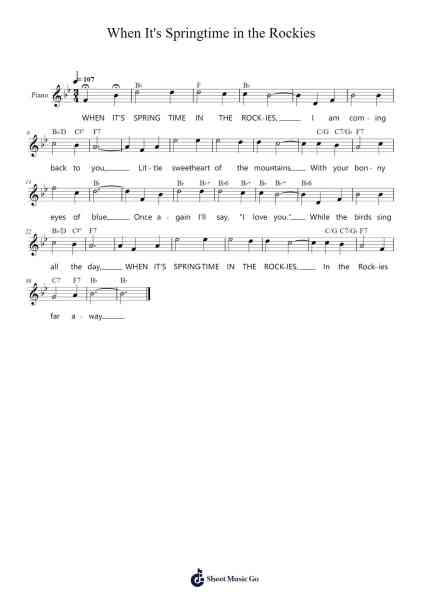 When It's Springtime in the Rockies Sheet Music by Robert Sauer-Arr.Brownend Bonckey