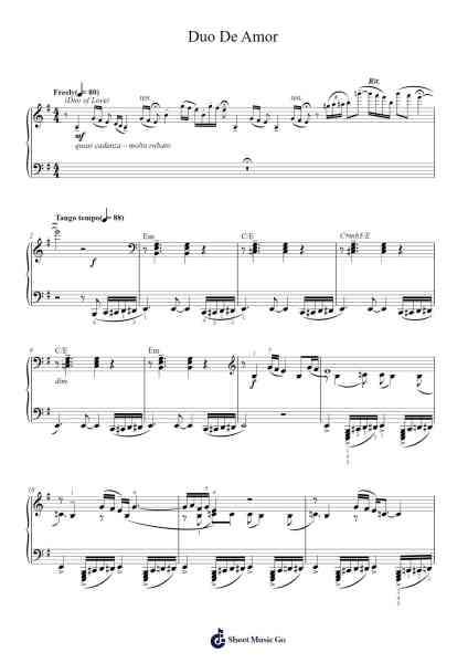 Duo De Amor Sheet Music by Astor Piazzolla-Arr.Birdco Osnel