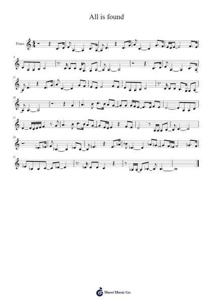 All is found Sheet Music by Evan Rachel Wood-Arr.Yvonmand