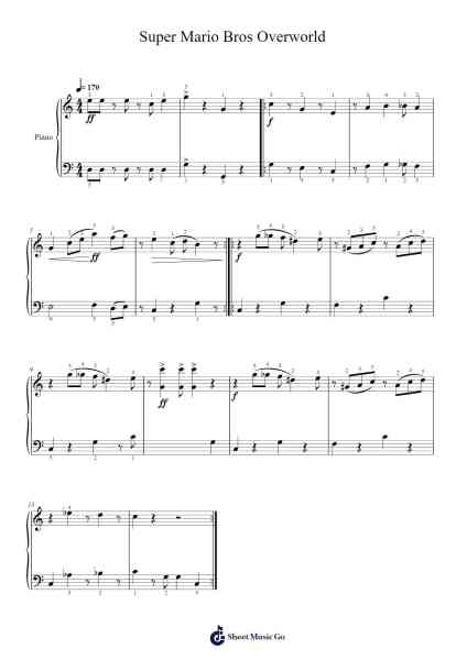 Super Mario Bros Overworld Sheet Music by Koji Kondo-Arr.Lechloe