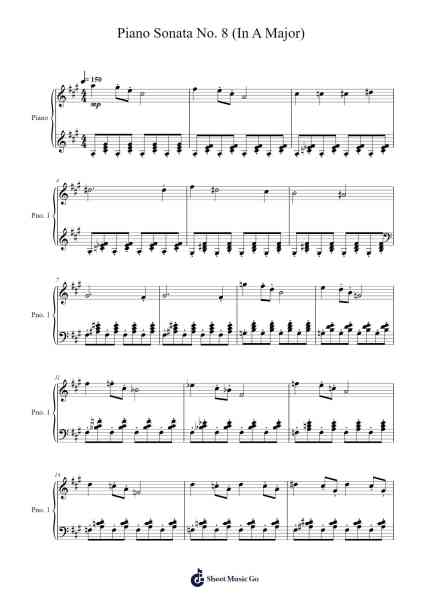 Piano Sonata No. 8 (In A Major) Sheet Music by Iker Gael Garcia Lopez-Arr.Wattkeith Louichild