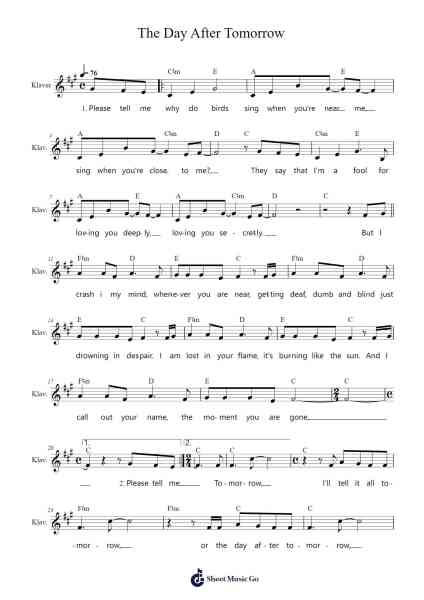 The Day After Tomorrow Sheet Music by -Arr.Shawqe Bryy