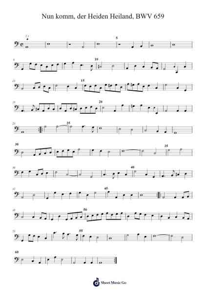 Nun komm, der Heiden Heiland, BWV 659 樂譜由 Johann Sebastian Bach - 編曲 Saske