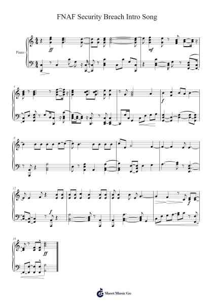 FNAF Security Breach Intro Song/ Elevator Song Sheet Music by Steel Wool Studios-Arr.Rodblair