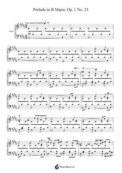 Prelude in B Major, Op. 1 No. 23 Sheet Music by Jayps-Arr.Fieldbing