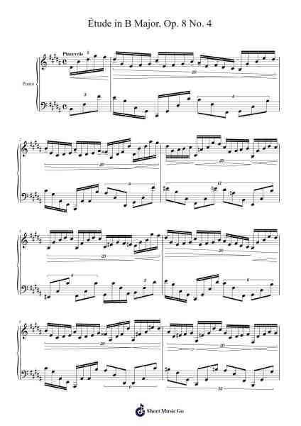 Étude in B Major, Op. 8 No. 4 Sheet Music by Alexander Scriabin-Arr.Hores