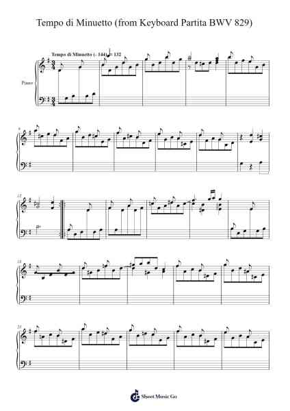 Tempo di Minuetto (from Keyboard Partita No. 6 in E Minor, BWV 829) Sheet Music by Johann Sebastian Bach-Arr.Stoweberg