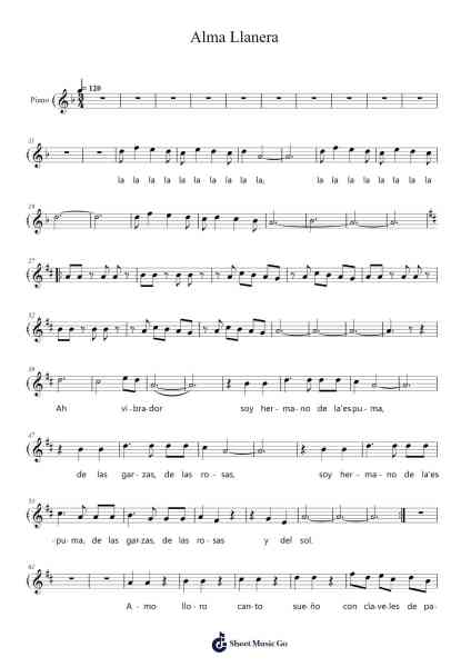 Alma Llanera Sheet Music by Pedro E Gutierrez-Arr.Virwey Bloornid