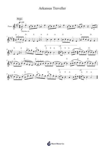 Arkansas Traveller Sheet Music by Colonel Sandford C. Faulkner-Arr.O'Cakeats Leofunk