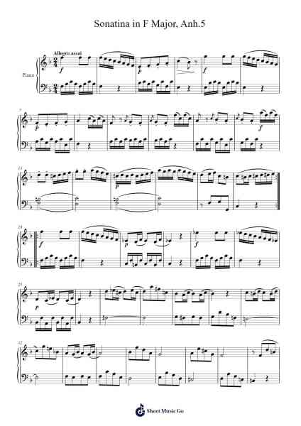 Sonatina in F Major, Anh.5 Sheet Music by Ludwig van Beethoven-Arr.Dilliz Woolfsil