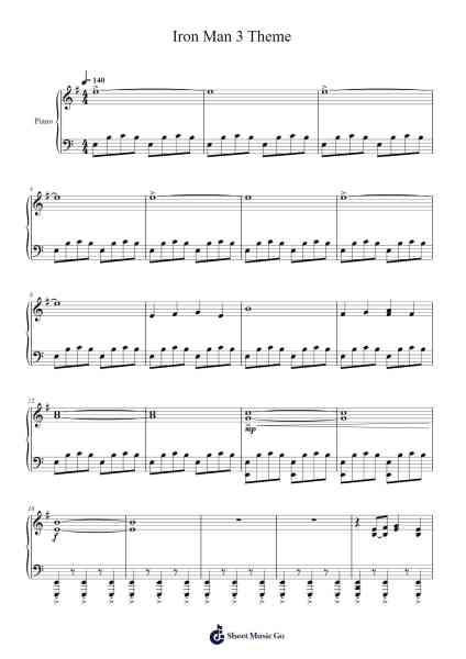 Iron Man 3 Theme Sheet Music by Misc Soundtrack-Arr.Kentfred
