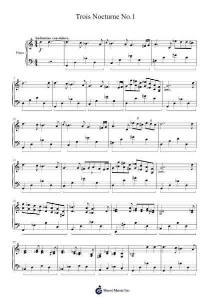 Trois Nocturne No.1 Sheet Music by m-11166492-Arr.Hosy