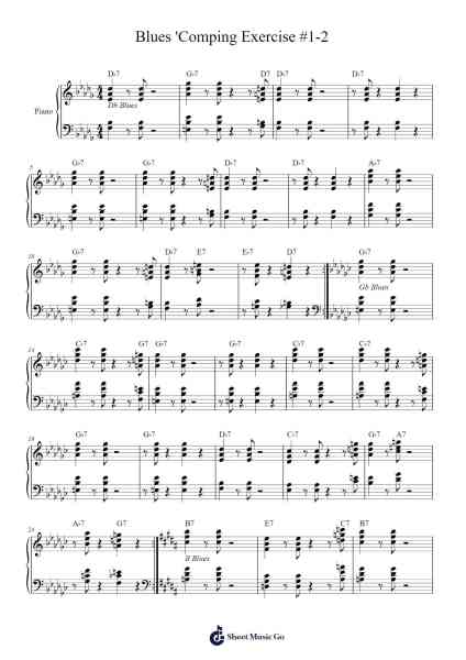 Blues 'Comping Exercise #1-2 Sheet Music by David Baker-Arr.Chamberg