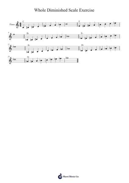 Whole Diminished Scale Exercise Sheet Music by -Arr.Cocon