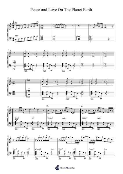 Peace and Love on the Planet Earth Sheet Music by Rebecca Sugar-Arr.Clairenor Jouvic