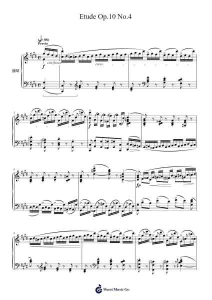 Etude Op. 10 No. 4 in C-Sharp Minor "Torrent" Sheet Music by Frédéric Chopin-Arr.Bartblack Jobky