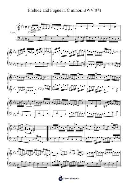 Prelude and Fugue in C Minor, BWV 871, Well-Tempered Clavier Book II Sheet Music by Johann Sebastian Bach-Arr.Ldad Jeanvan