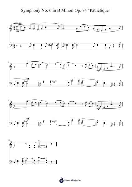 Symphony No. 6 in B Minor, Op. 74 "Pathétique" Sheet Music by Pyotr Ilyich Tchaikovsky-Arr.Paggai Noelsay