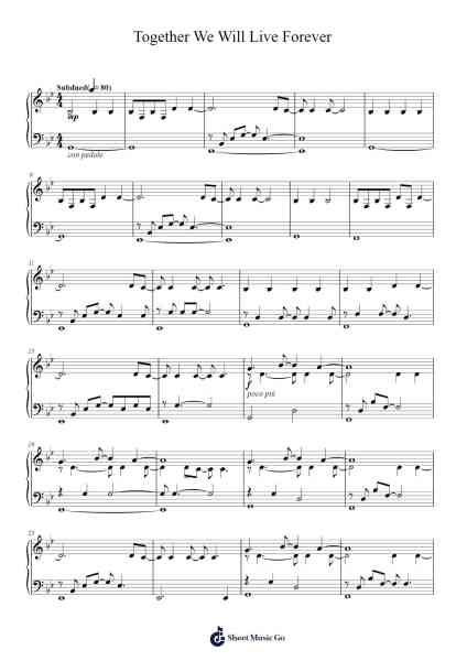 Together We Will Live Forever Sheet Music by Clint Mansell-Arr.Yetlup Hoybird