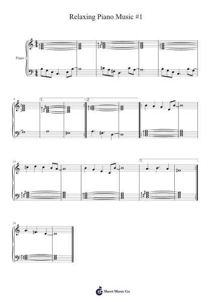 Relaxing Piano Music #1 Sheet Music by kingdcl-Arr.Thodorece