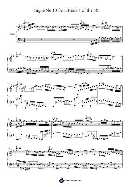 Fugue No 10 from Book 1 of the 48 Sheet Music by Johann Sebastian Bach-Arr.Vanlett Hudrey
