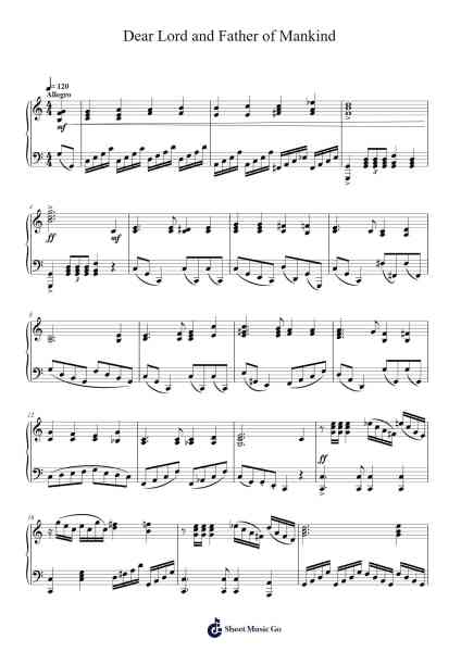 Dear Lord and Father of Mankind Sheet Music by Frederick C. Maker-Arr.Yorknor