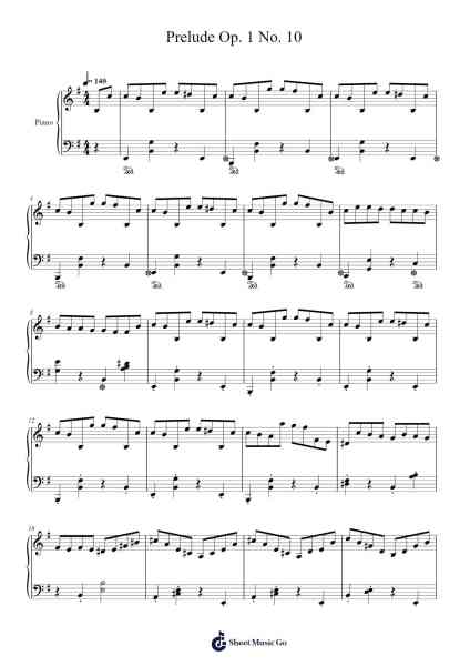 Prelude Op. 1 No. 10 Sheet Music by Josh Makes Music-Arr.Ogfey