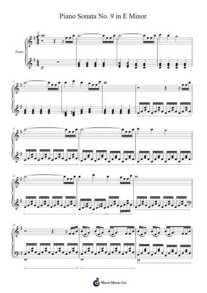 Piano Sonata No. 9 in E Minor 樂譜由 Xesar - 編曲 Minmeg Bobfax