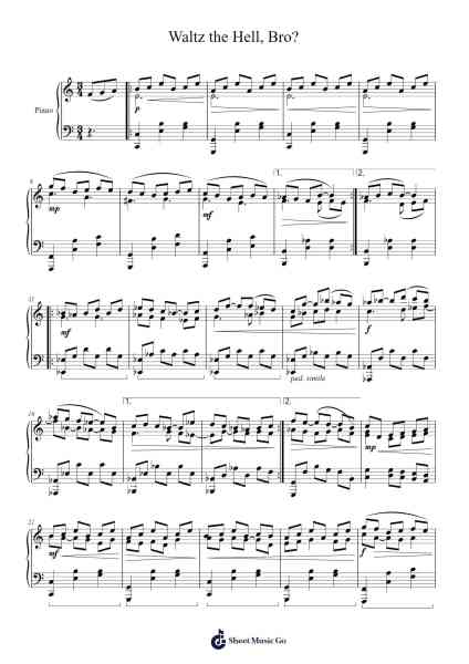Waltz the Hell, Bro? Sheet Music by Alexander Porter-Arr.Asdict