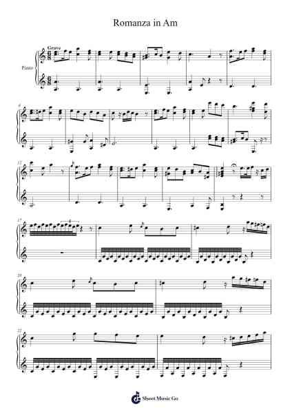 Romanza in A Minor, Op. 35 MS 3 Sheet Music by Niccolò Paganini-Arr.Steinter Rooridge