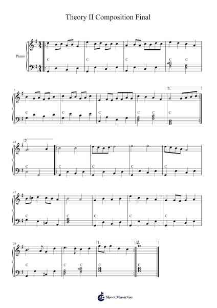 Theory II Composition Final Sheet Music by Wooldice Beardsean-Arr.Joypoe Willze