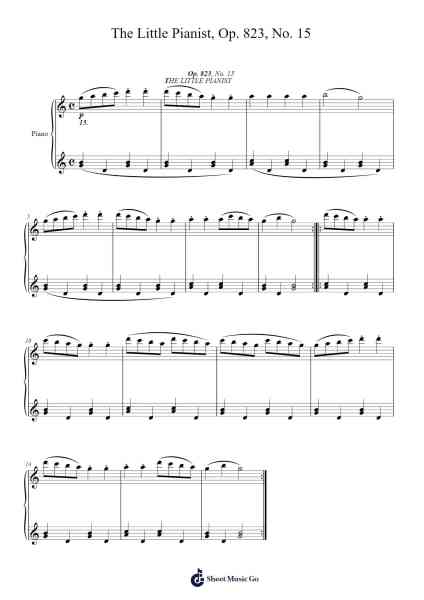 The Little Pianist, Op. 823, No. 15 - Carl Czerny Sheet Music by Carl Czerny-Arr.Himorse