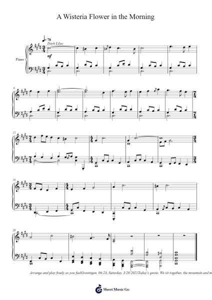A Wisteria Flower in the Morning Sheet Music by Toursbur-Arr.Hilltim Moobright