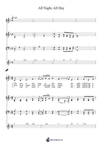 All Night, All Day Sheet Music by Spiritual-Arr.Golddon