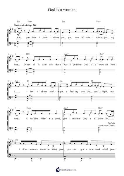 God is a woman Sheet Music by Ariana Grande-Arr.Brandwight Gillget