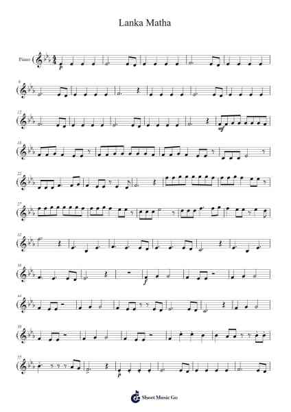 Lanka Matha Sheet Music by Hovindu Watawala-Arr.Yerleen Virdean
