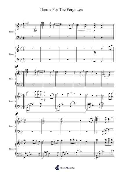 Theme For The Forgotten Sheet Music by Otscott Viro'neil-Arr.Cashshop