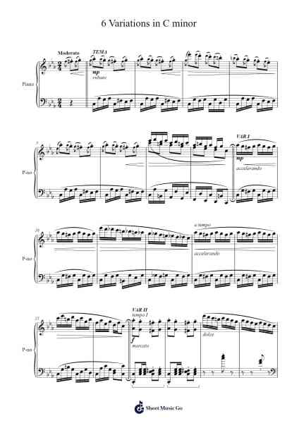 6 Variations in C Minor Sheet Music by Jan Henryk Rachocki-Arr.Blitheclough