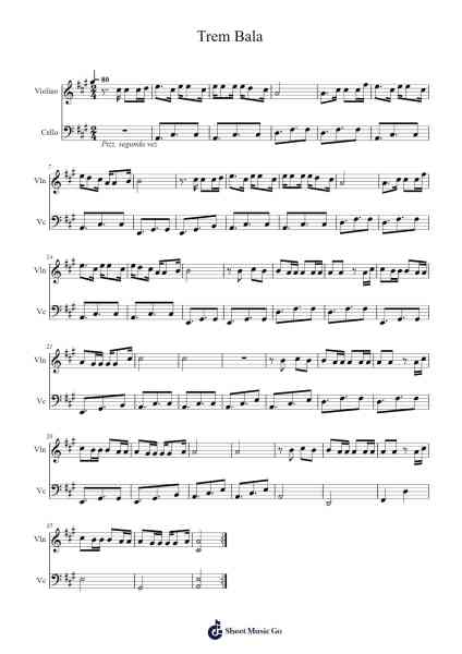 Trem Bala Sheet Music by Ana Vilela-Arr.Oisenrob Clyger